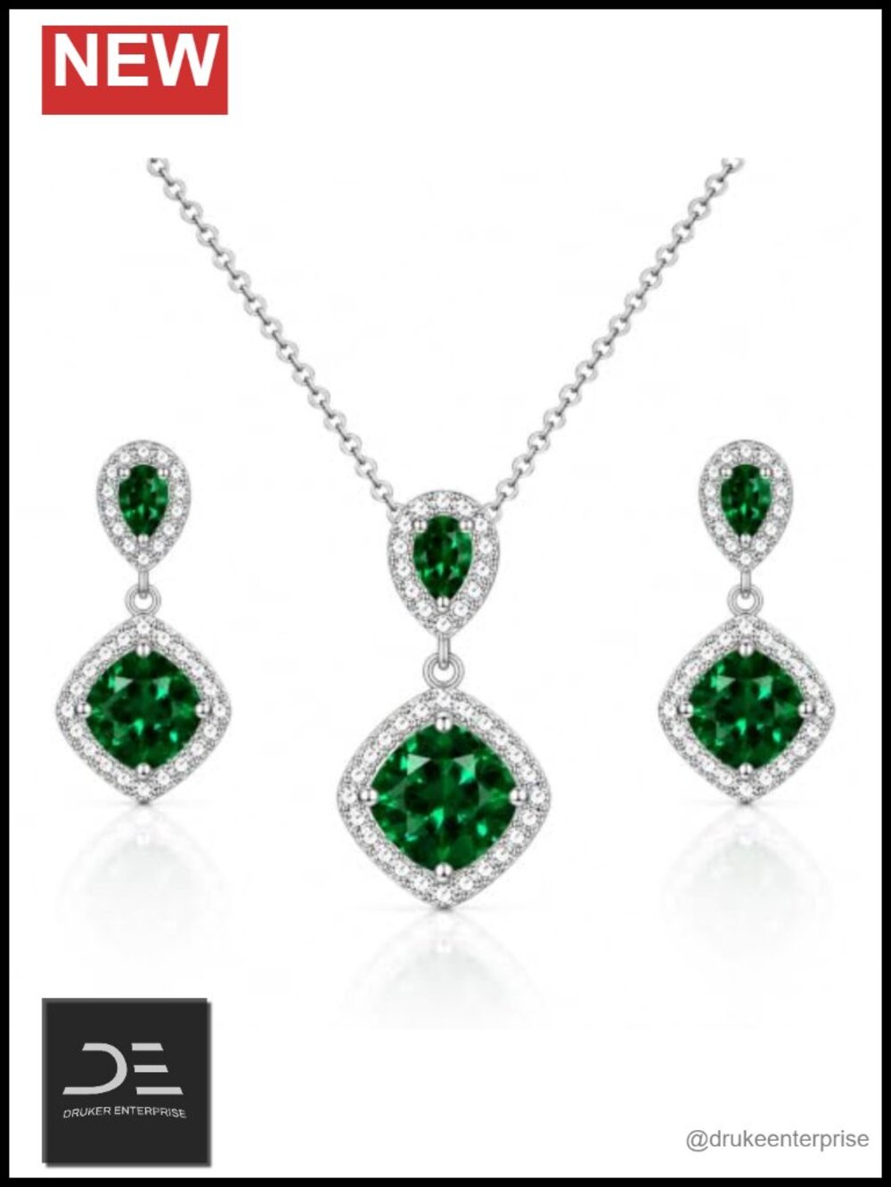 Sterling Silver 18" Birthstone Jewelry Set - Necklace and Earrings